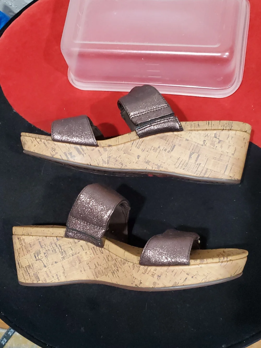 Vionic Pepper Wedge In Metallic Brown Cork Wedge Slide Sandal